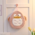 Pink cartoon duck hanging hand towel made of ultra-absorbent coral velvet material - Smoky Pink Chicken / Smoky Pink