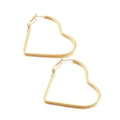Pendientes de aro con forma de corazón dorado con textura trenzada y acabado pulido - Dorado (KE99953-KFC) / 50mm