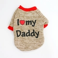 Fleece dog sweatshirt in khaki knit with I Love My Daddy print and red ribbed edges - Khaki I Love Daddy