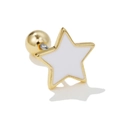 Minimalist white enamel star earring stud with gold-tone screw back closure - White Star