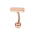 Piercing per ombelico in oro rosa con barra rettangolare e sfera lucida - Oro rosa