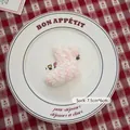 Pink and white knitted Christmas sock ornament, size 7.5cm x 6cm for DIY decor - Stocking-05