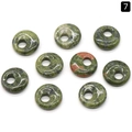 9pcs Unakite natural stone circle pendants with green and reddish mineral textures - 18mm Side Hole Unakite