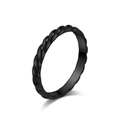 Anello minimalista a corda intrecciata in acciaio inossidabile nero opaco per donna - 5# / Nero