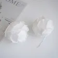 Set of two 10cm white petal Christmas balls with silver glitter for tree decor - 2 Pcs/Set / White / 10CM Flower Bud Style