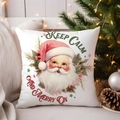 White Christmas pillow case with Santa Claus and Keep Calm and Merry On text - TQYM72-2 (Keep Calm Santa)