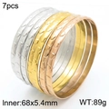 7-teiliges Set stapelbarer Armreifen aus Titanstahl in Silber, Gold und Roségold - 7-teiliger Stapelbarer Stil / Innen 68x5.4mm / Stahl+Gold+Roségold (7-Ring-Set)