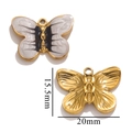 Pendentif papillon doré avec émail blanc pour la création de bijoux DIY de 20mm - Blanc