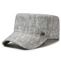 Grijze vintage militaire pet voor heren met stonewashed canvas en metalen embleem - Verstelbaar / Lichtgrijs