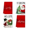 Christmas 4-pack kitchen towels with Santa, snowman and wreath holiday patterns - Santa and Wreath Combination Style (MJBT66-81) / 4 Pieces/Pack (40*60cm)