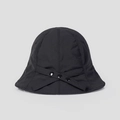 Close-up of black quick-dry sun hat with cross strap detail and three round buttons - M (56-58cm) / Black