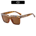 Occhiali da sole squadrati oversize leopardati di lusso con strass argentati brillanti - Montatura Tartarugata Lente Tè