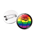 Broche gemme temporelle drapeau arc-en-ciel avec icône poing noir sur épingle métal - Motif de poing arc-en-ciel (Style 32)