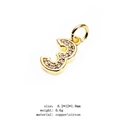 Detail view of 14K gold plated number 3 charm with zircon inlay including size and weight specs - Number 3