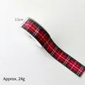 Red and green tartan Christmas ribbon 2.5cm wide for gift wrapping and DIY crafts - 2.5cm Scottish / Size 6
