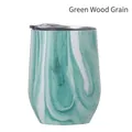 12oz insulated stainless steel wine tumbler with a green wood grain finish and lid - 12oz / Green Wood Grain