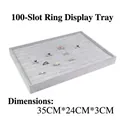 Vassoio per gioielli in velluto grigio con 100 slot per anelli, misura 35x24x3cm - Vassoio per 100 Anelli in Velluto di Ghiaccio Grigio