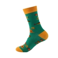 Green mid-calf cotton socks with yellow accents and tropical fish pattern - Green Tropical Fish