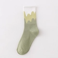 Crew socks in gradient green waves with ribbed cuffs and soft cotton blend fabric - One Size / Green