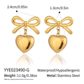 Dettagli e dimensioni degli orecchini a cuore in acciaio inossidabile resistente - Oro (YYE023490-G)