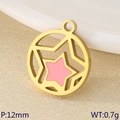 Rosafarbener Sternanhänger aus goldenem Edelstahl 12mm Anhänger für Schmuck - Rosa Stern Runder Ring Stil (KLJ9495-ZLA)