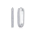 U-shaped 925 silver hoop earrings with rectangular white zircons in a silver finish - E13245 Rectangular-26 Moissanites