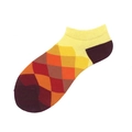 Socquettes en coton à motif losanges jaune et orange avec bordure en côtes extensible - 36-44 / Argyle Rétro Chaud