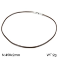 2mm dark brown braided wax cord necklace with 45cm length and stainless steel clasp - Dark Brown Braided Rope with Silver Clasp (KN201948-Z)