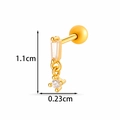 Gold plated geometric helix stud earring with rectangular and round zirconia stones - Rectangular & Round Zirconia Pendant Style (2603-7# Gold)