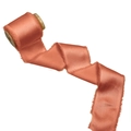 Peach fringed silk ribbon on vintage wooden spool for wedding and gift decoration - 4CM X5 Yards (Without Wood Spool) / Peach Pink