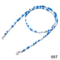 Detail of blue and white beaded lanyard with silver lobster clasps for masks or glasses - Blue White Gold