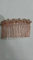 Pettine per capelli oro rosa con 16 denti in metallo intrecciato e strass bianchi - Stile a Onda (8802) / Oro rosa