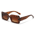 Retro square sunglasses featuring classic leopard print frame and brown gradient lenses - Leopard Frame / Tea Lens