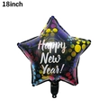 Black star-shaped 18-inch aluminum balloon with Happy New Year text and colored dots - 18-inch New Year Colorful Star Balloon