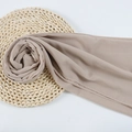 Elegant light brown chiffon hijab scarf with delicate rolled edges in a premium finish - 131