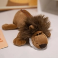 Astuccio a forma di leone in peluche con criniera marrone e chiusura a zip - Leone