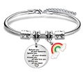 Pulsera plateada de cadena de serpiente con dije de arcoíris y colgante grabado - Estilo Arcoíris / Plateado