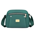 Dark green nylon crossbody bag for women with gold hardware and adjustable strap - Green