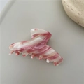 Pink and white marble acetate shark hair claw clip for elegant half-up hairstyles - Pastel Crescent
