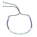 Pulsera artesanal con cuentas de cerámica azul y verde y cierre ajustable en tono dorado - Ajuste de Tracción Multicolor Azul Verde