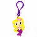 Close-up of a cartoon mermaid keychain featuring yellow hair and purple tail detail - Yellow / Plastic Buckle