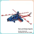 Stars and Stripes Apache 3D wooden aircraft puzzle model with 82 parts for kids - Star-Spangled Apache