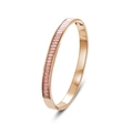 Minimalist rose gold bangle featuring pink rectangular-cut zircon stones and clasp - Pink Rectangular Rhinestone (35-A-9) / Rose Gold