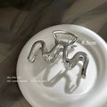 Silver metallic wave hair claw clip in minimalist polished finish measuring 8.5cm long - Small Silver M-Shape