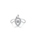 Anello in argento S925 a goccia con pietra centrale mobile e pavé di zirconi bianchi - Aperto Regolabile / Argento (Argento Sterling 925)