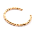 Elegant 18K gold-plated twisted rope open cuff bracelet with minimalist wavy texture - Style 2 Thick Twist-Gold