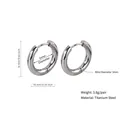 Minimalist silver titanium steel hoop earrings with 16mm outer diameter and mirror finish - 3.0*10mm / Steel