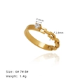 18K gold plated titanium chain ring with a 3.0mm round crystal stone for women - US 8 / Gold