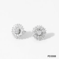 Orecchini a lobo a fiore in argento con zirconi, design minimalista a girasole - Orecchini d'Argento (D3008)