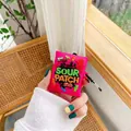 Hot pink silicone case for AirPods with Sour Patch Kids design and metal carabiner - Rose-red Candy + Carabiner / AirPods 1/2 Gen